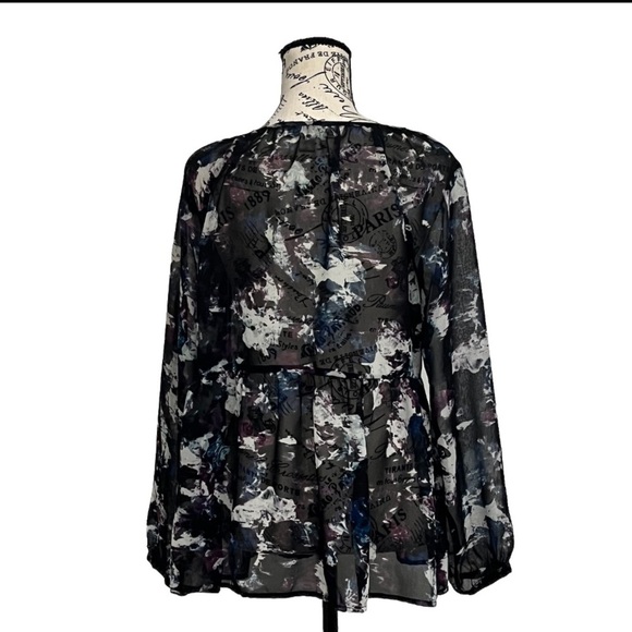 Nine West Vintage America Sheer Babydoll Blouse Women’s Medium Long Sleeve - Picture 5 of 11